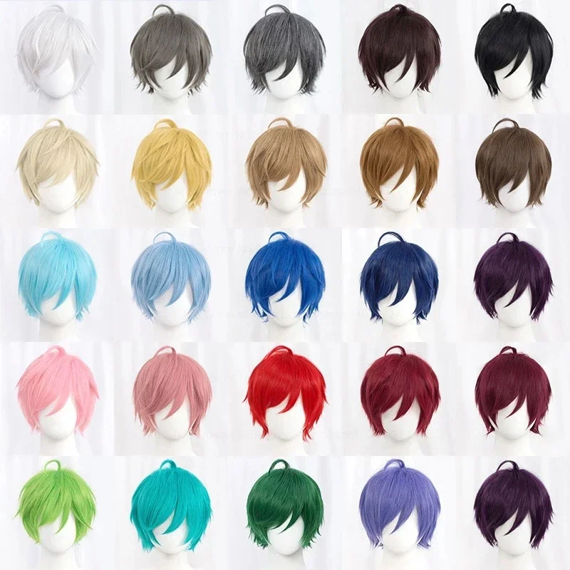 Anime Cosplay Orange Hair - Synthetische Korte Rechte Cosplay Pruik Wit