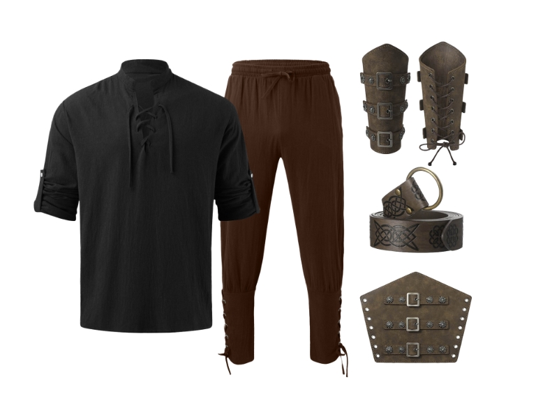 Anime Cosplay Of - 4-delige Halloween Renaissance-kostuumset voor heren, halloweenkostuums