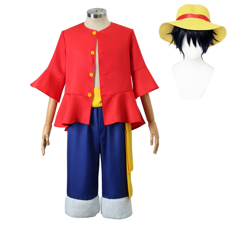 Anime Cosplay Luffy - Luffy Cosplay Kostuum Hoed Pruik Anime