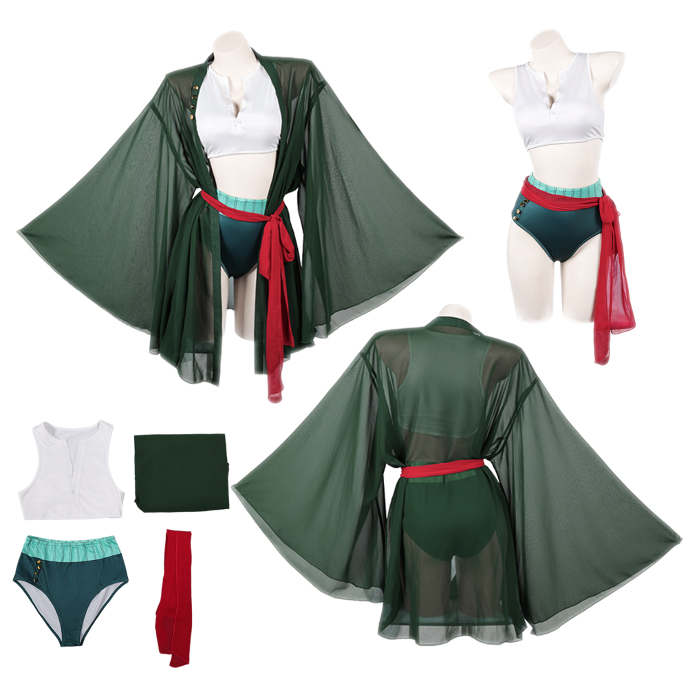 Anime Zoro Cosplay Female - Anime Piraat Roronoa Cosplay Zoro Donkergroene
