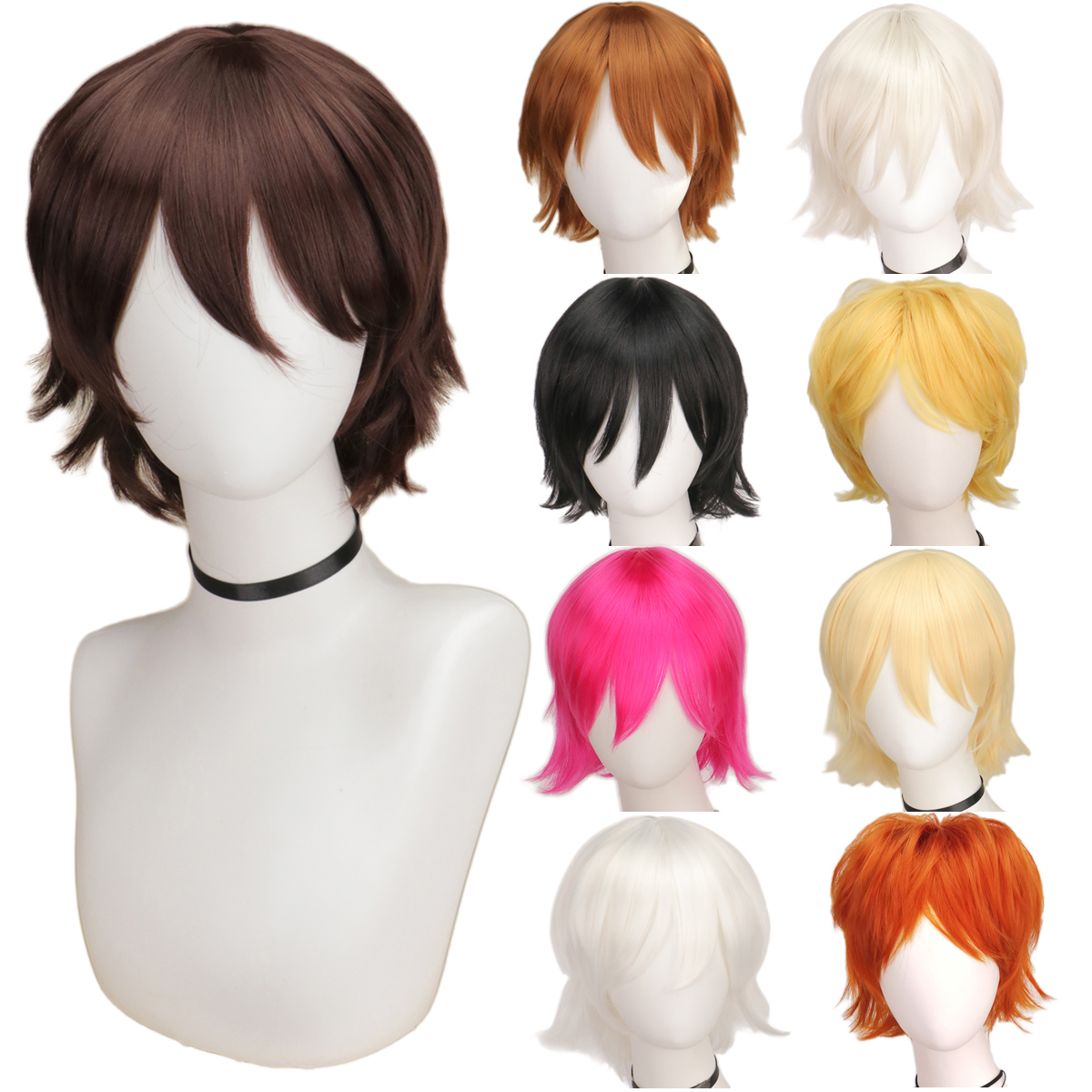 QQXCAIW Mannelijke Pruik Zwart - Anime Cosplay Red Hair recensie en prijs