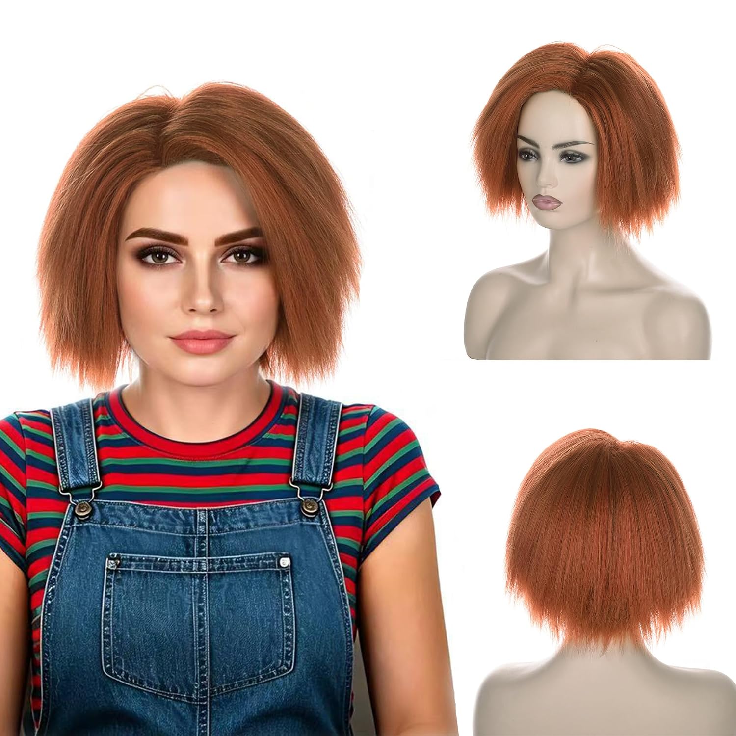 Korte oranje bruine Yaki pruik - Anime Cosplay Orange Hair recensie en prijs