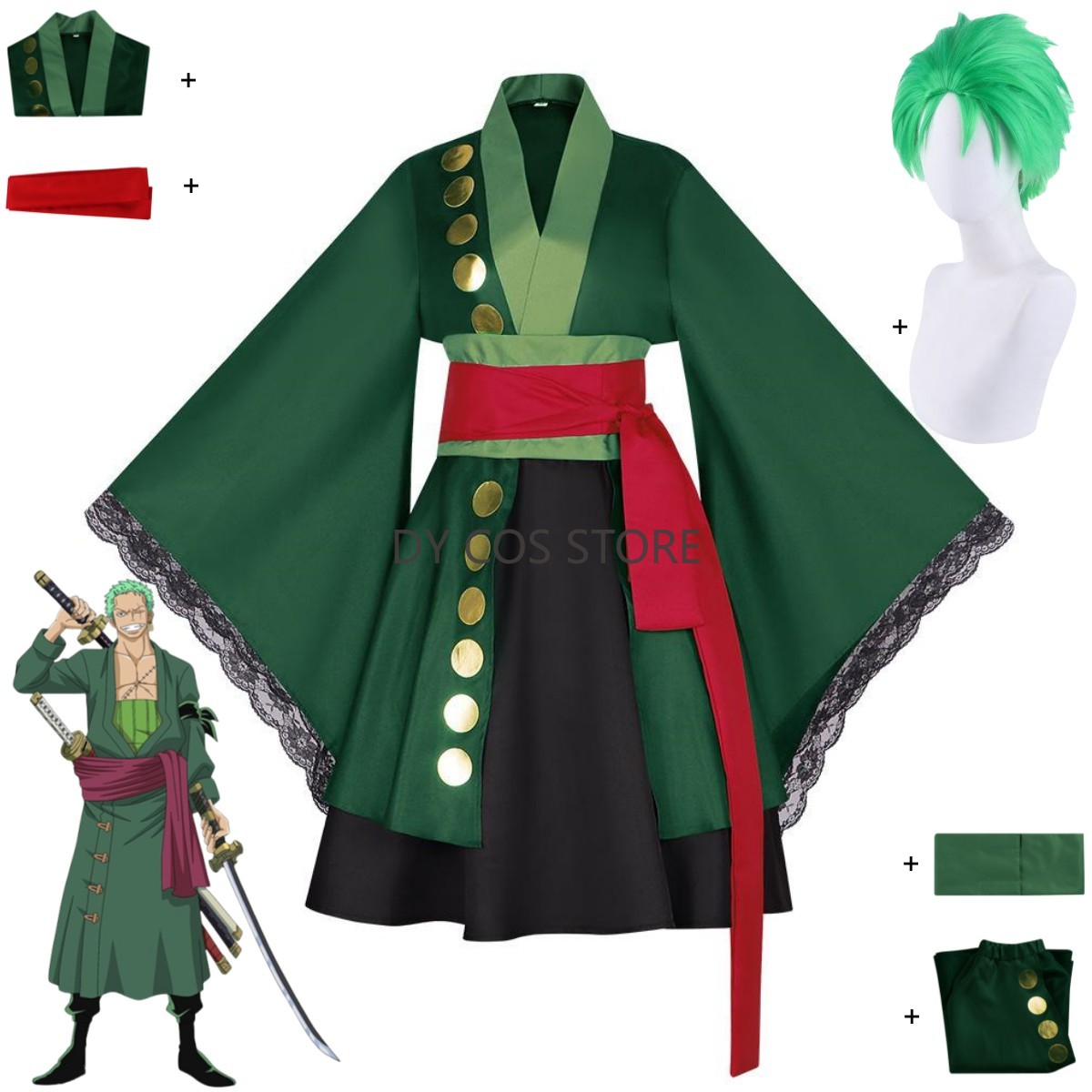 Anime Roronoa Zoro Cosplay Kos - Anime Zoro Cosplay Female recensie en prijs